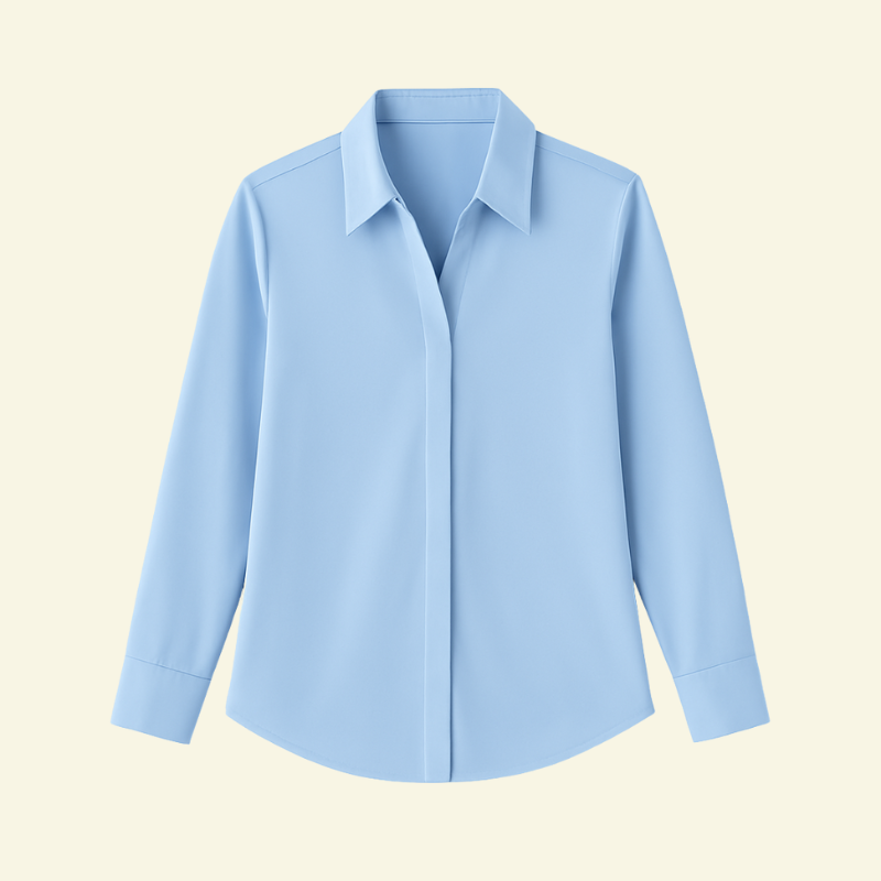 Damen Langarmbluse mit spitzem Kragen und verdeckter Knopfleiste-Women blouse-Alpenkind