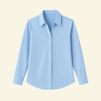 Damen Langarmbluse mit spitzem Kragen und verdeckter Knopfleiste-Women blouse-Alpenkind