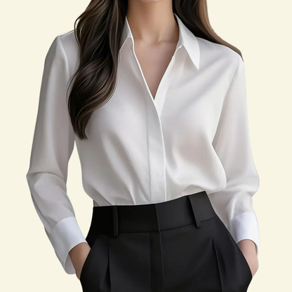 Damen Langarmbluse mit spitzem Kragen und verdeckter Knopfleiste-Women blouse-Alpenkind