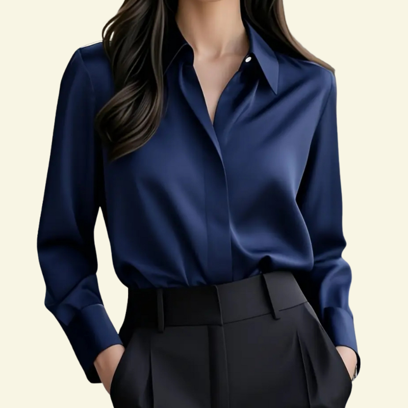 Damen Langarmbluse mit spitzem Kragen und verdeckter Knopfleiste-Women blouse-Alpenkind