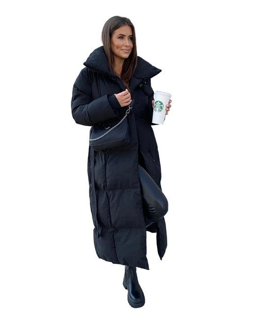 Damen Lange Gesteppte Jacke mit Kapuze-Women Outerwear-Alpenkind