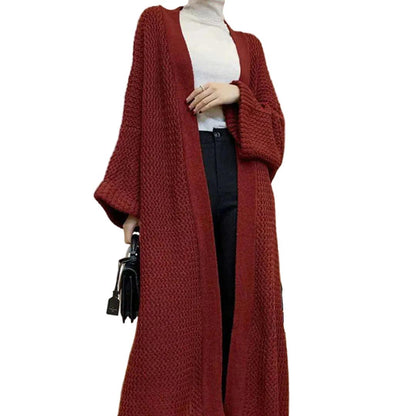 Damen Lange Strickjacke mit Offener Front-Women Sweaters-Alpenkind