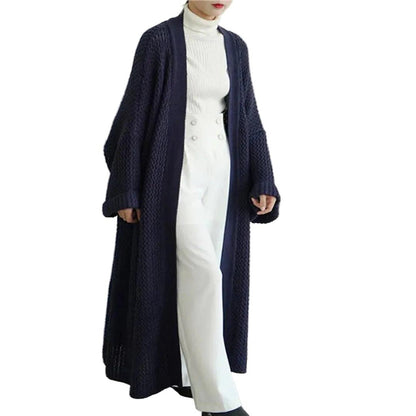 Damen Lange Strickjacke mit Offener Front-Women Sweaters-Alpenkind