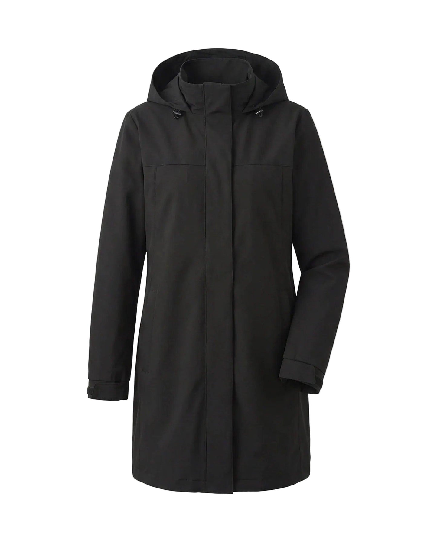 Damen Langer Mantel mit Kapuze und Verdecktem Frontverschluss-Women Coats-Alpenkind