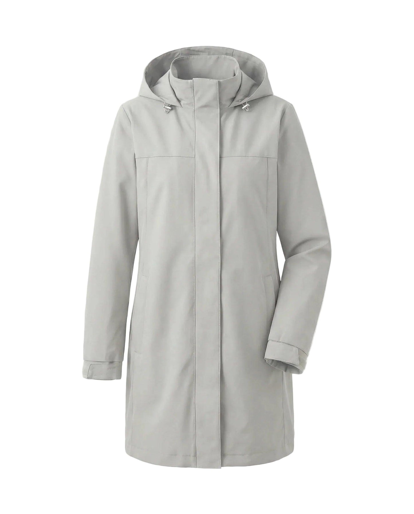 Damen Langer Mantel mit Kapuze und Verdecktem Frontverschluss-Women Coats-Alpenkind