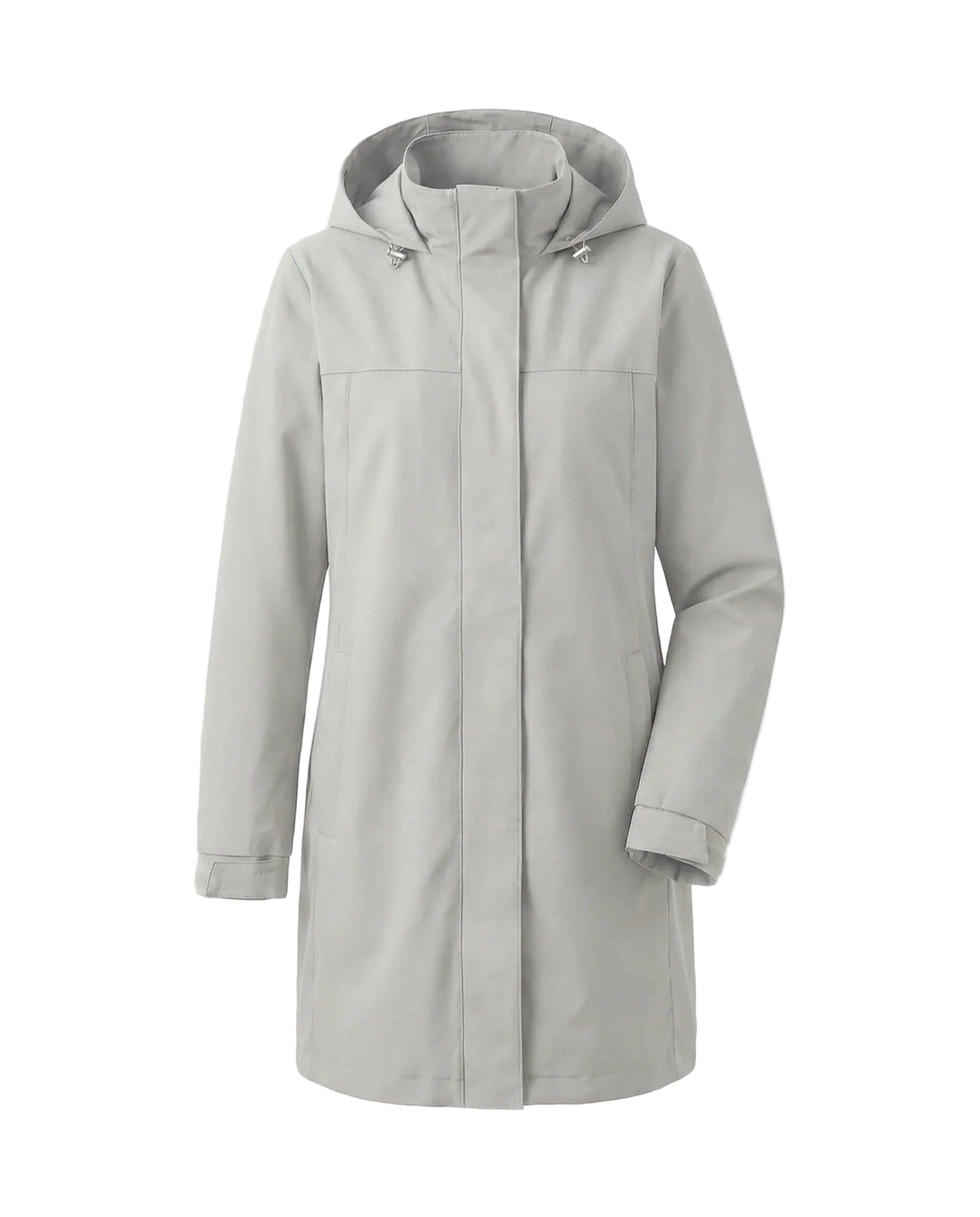 Damen Langer Mantel mit Kapuze und Verdecktem Frontverschluss-Women Coats-Alpenkind
