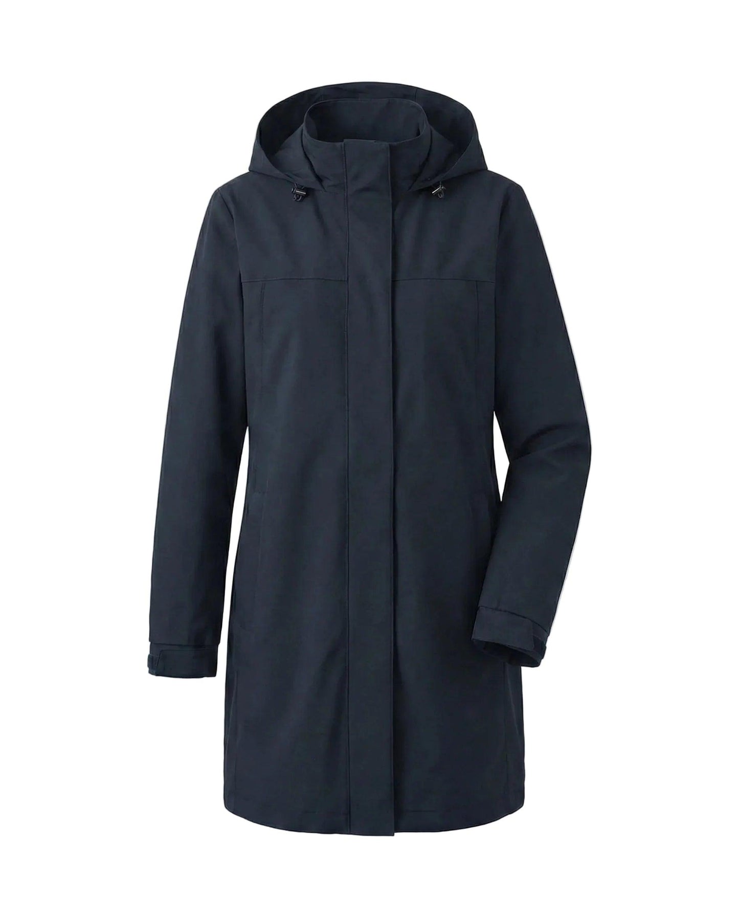 Damen Langer Mantel mit Kapuze und Verdecktem Frontverschluss-Women Coats-Alpenkind