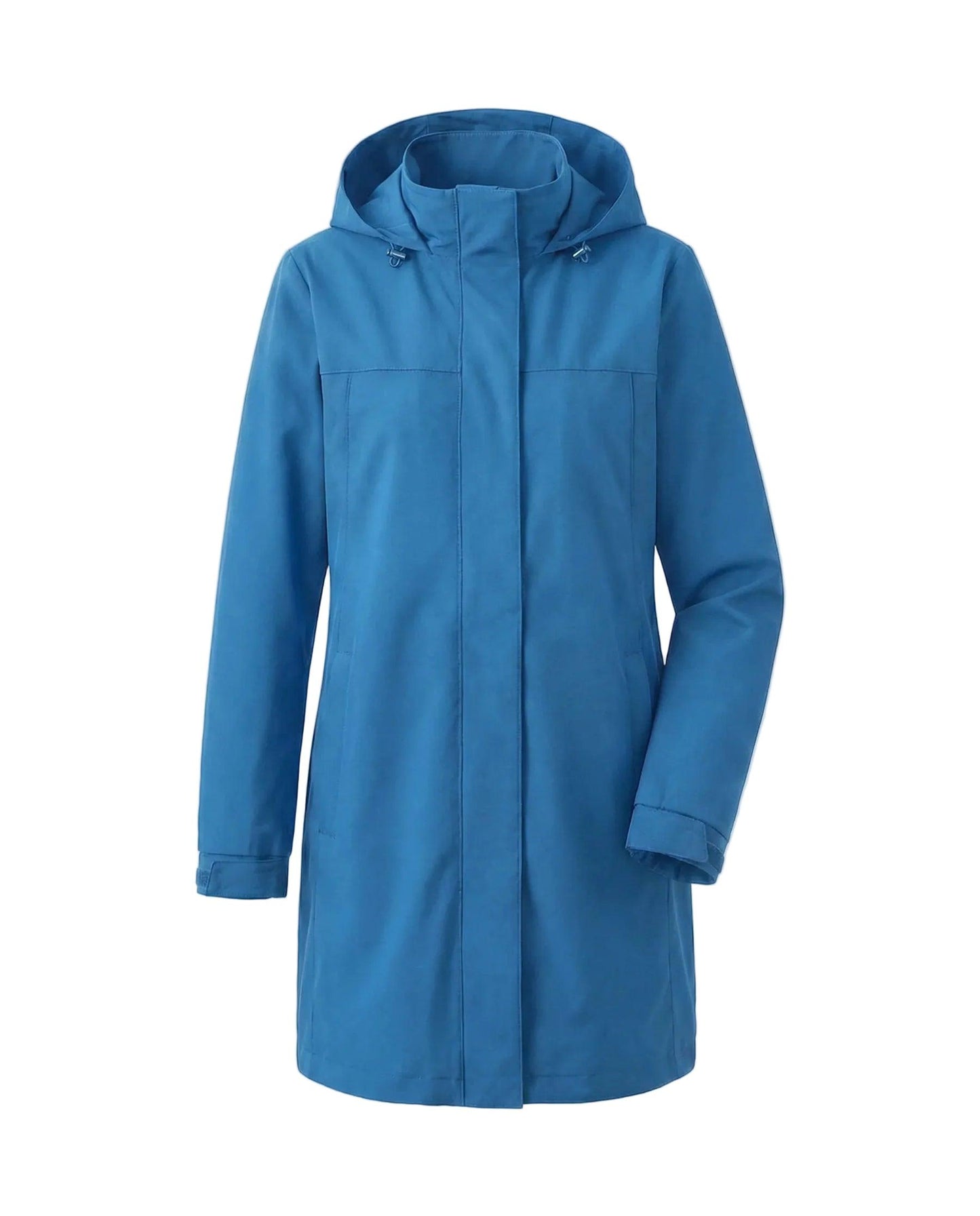 Damen Langer Mantel mit Kapuze und Verdecktem Frontverschluss-Women Coats-Alpenkind