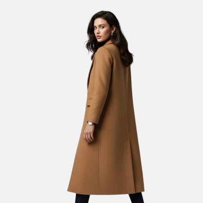 Damen Langer Mantel mit Reverskragen – Elegante Silhouette für kalte Tage-Women Outerwear-Alpenkind