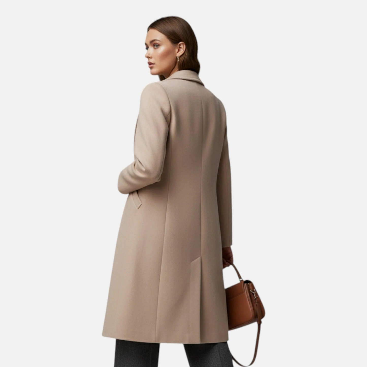 Damen Langer Mantel mit Reverskragen – Elegante Silhouette für kalte Tage-Women Outerwear-Alpenkind