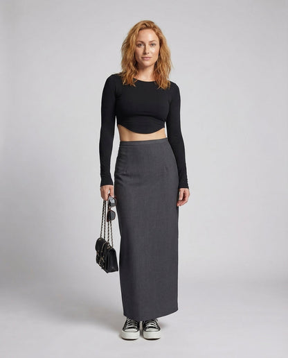Damen langer Rock mit hohem Bund und gerader Silhouette-Skirt for women-Alpenkind