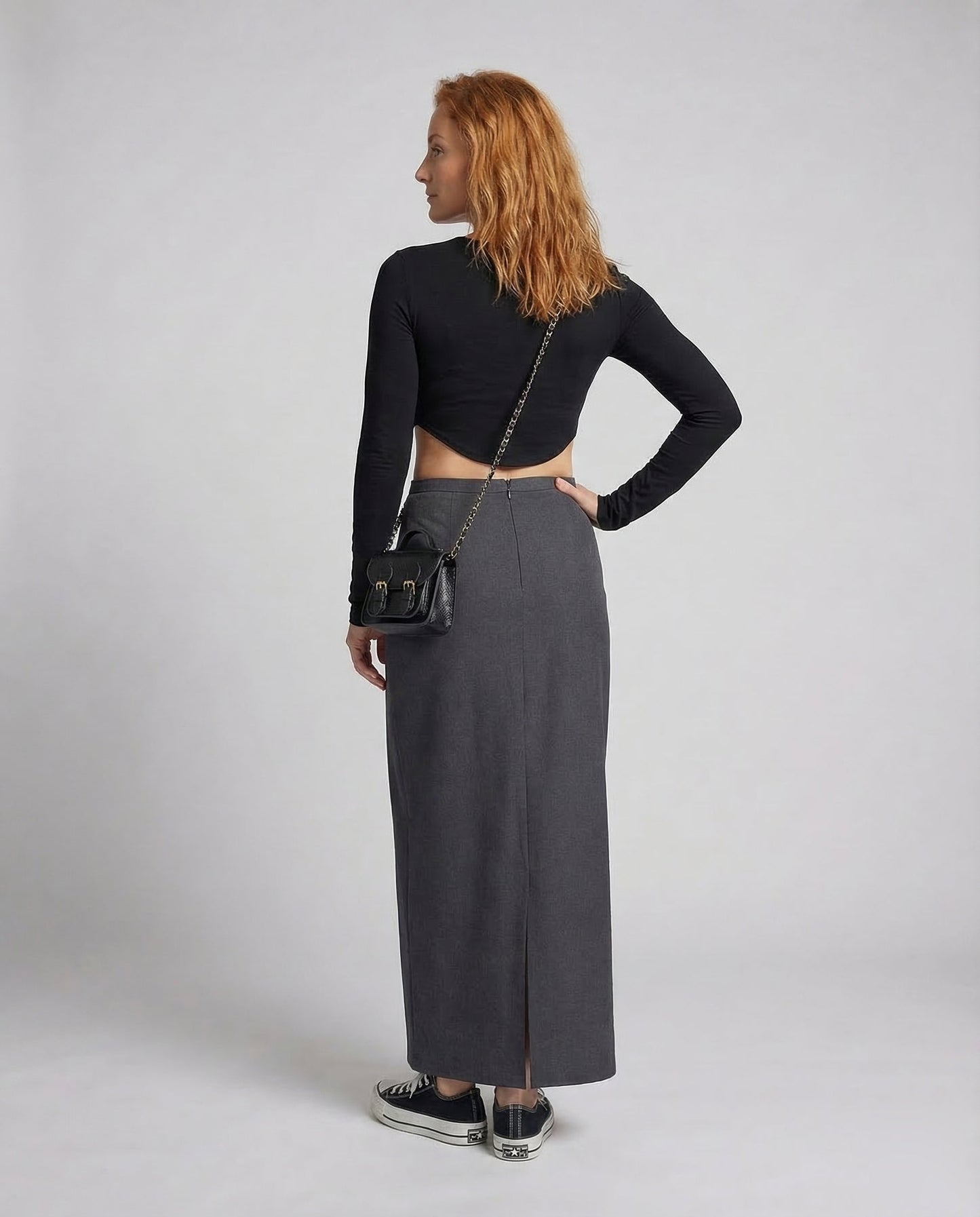 Damen langer Rock mit hohem Bund und gerader Silhouette-Skirt for women-Alpenkind