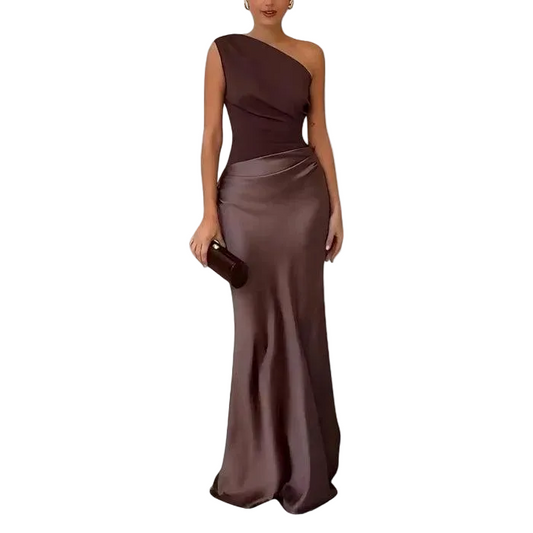 Damen Langes Kleid mit Einseitigem Träger-Maxi Dress-Alpenkind
