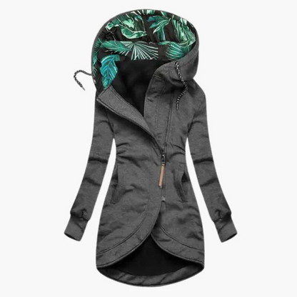 Damen Langjacke mit Kapuze und asymmetrischem Reißverschluss-Women Outerwear-Alpenkind