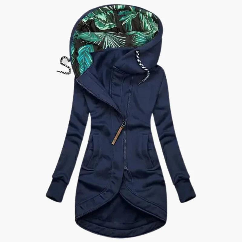 Damen Langjacke mit Kapuze und asymmetrischem Reißverschluss-Women Outerwear-Alpenkind