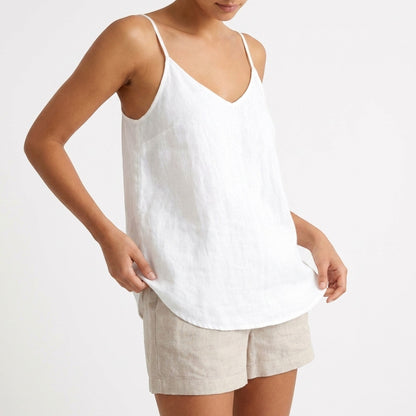 Damen Leinen-Top mit V-Ausschnitt-Tops for women-Alpenkind