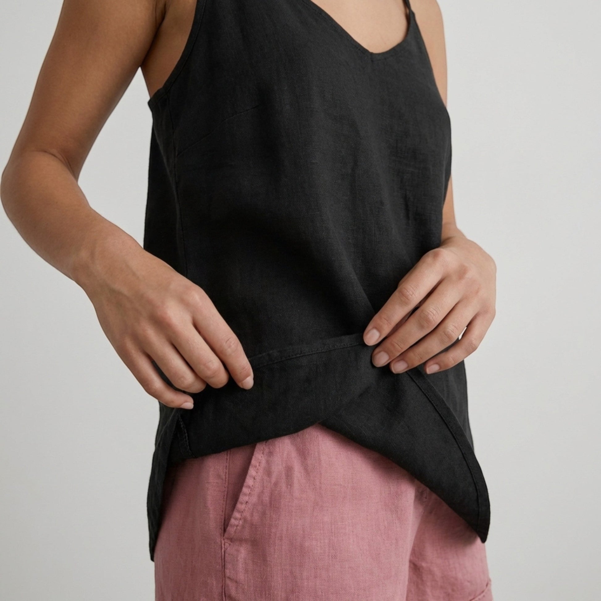 Damen Leinen-Top mit V-Ausschnitt-Tops for women-Alpenkind