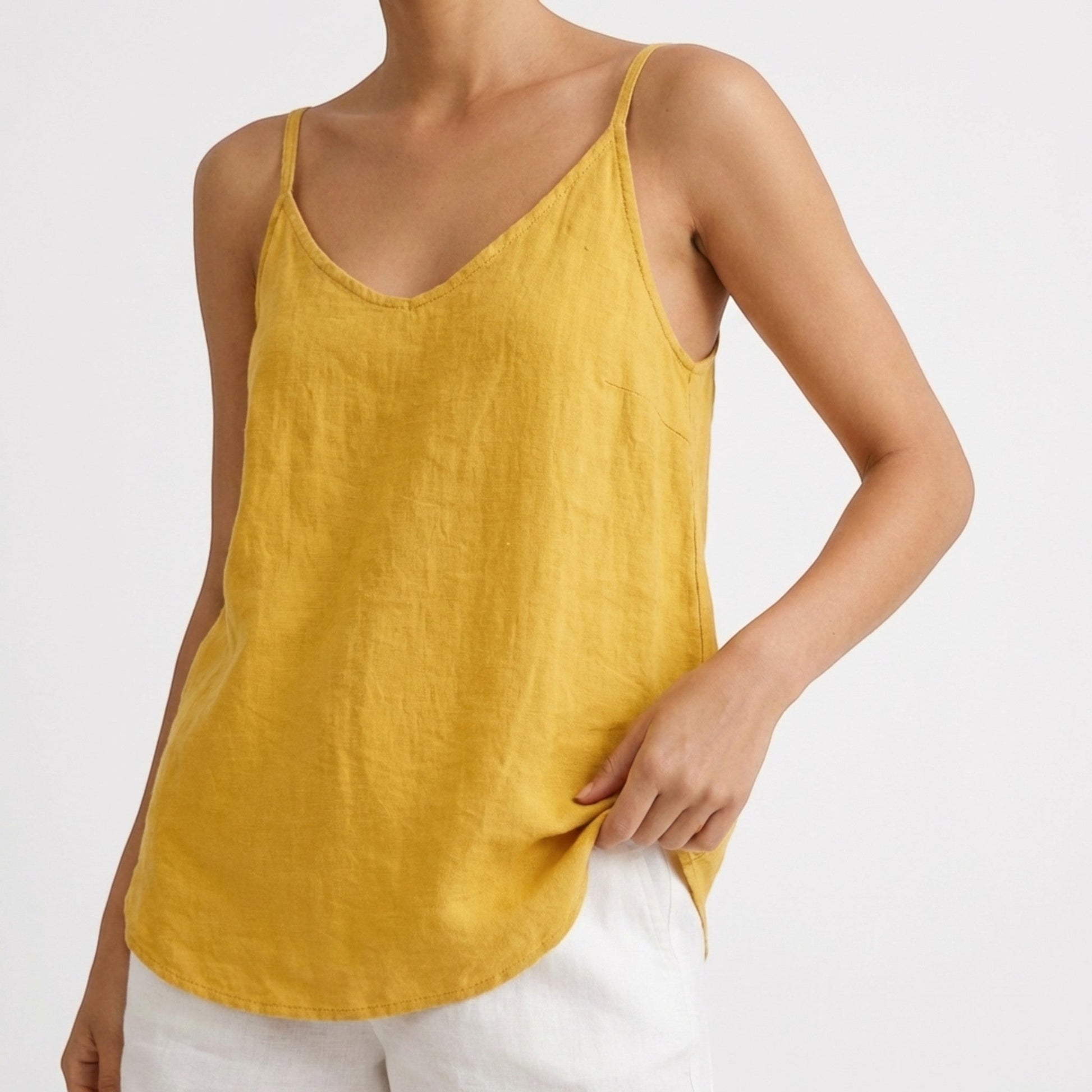 Damen Leinen-Top mit V-Ausschnitt-Tops for women-Alpenkind