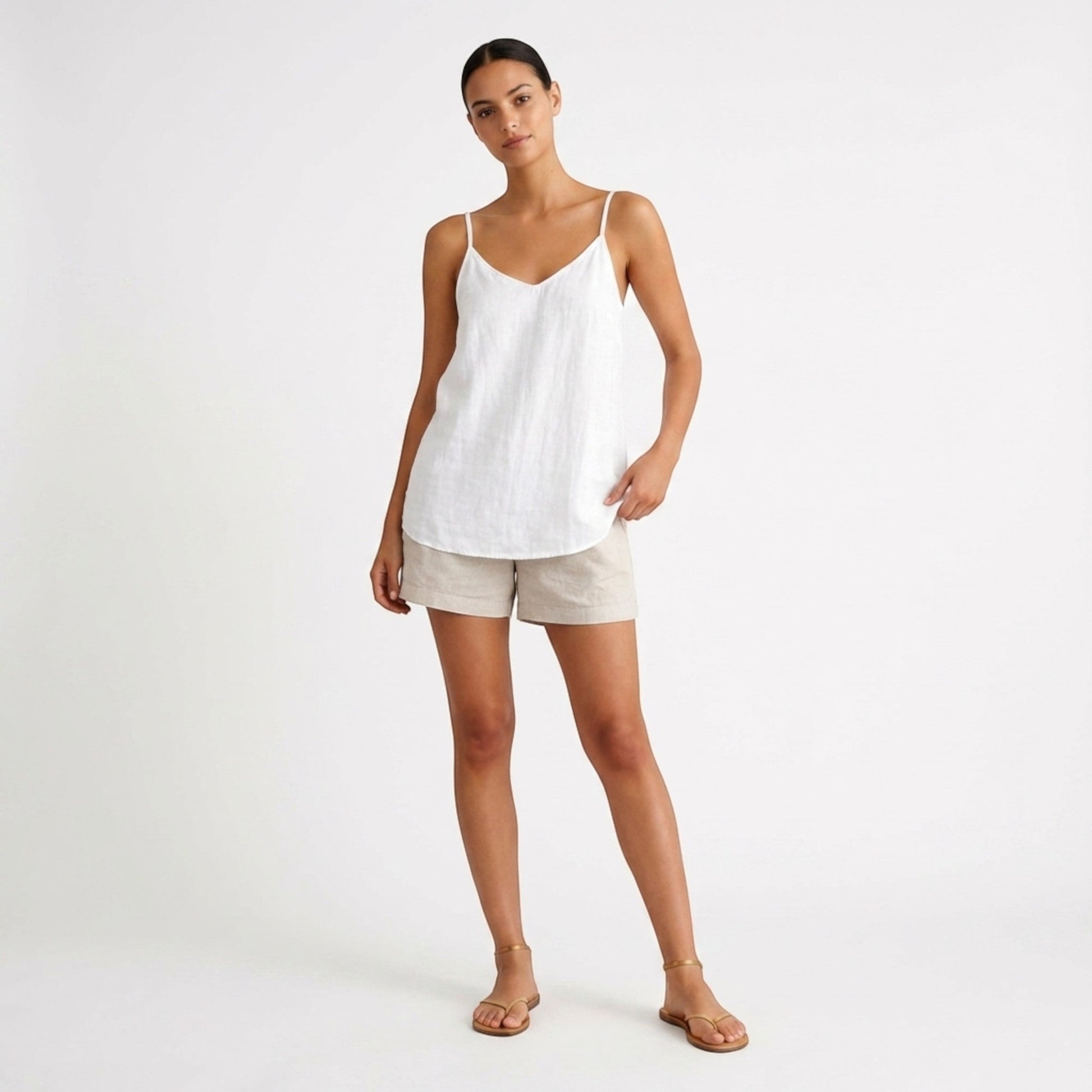 Damen Leinen-Top mit V-Ausschnitt-Tops for women-Alpenkind