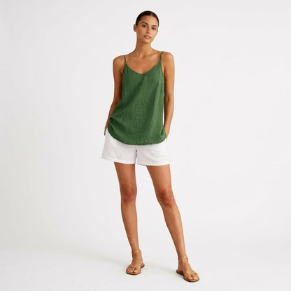Damen Leinen-Top mit V-Ausschnitt-Tops for women-Alpenkind