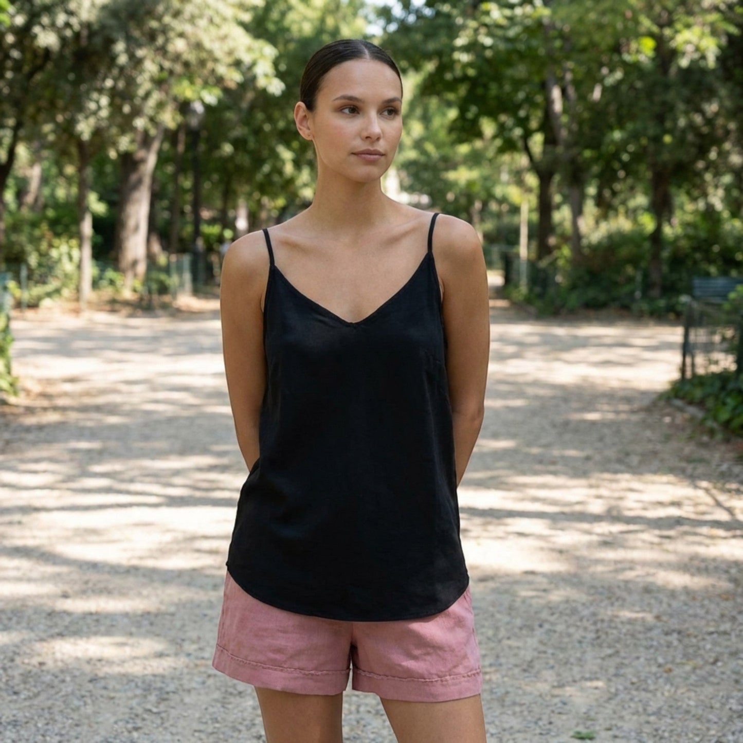Damen Leinen-Top mit V-Ausschnitt-Tops for women-Alpenkind
