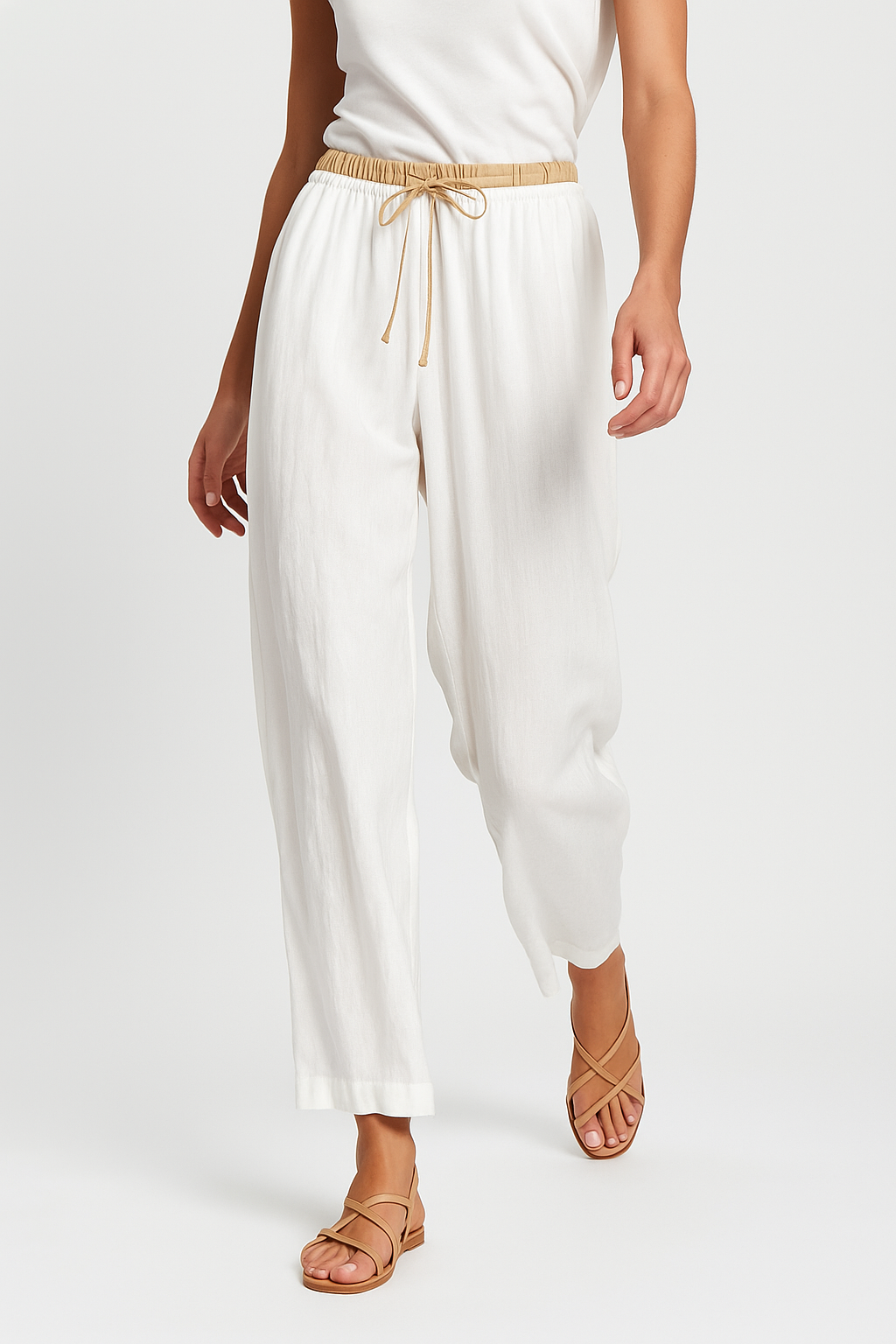 Damen Leinenhose mit weitem Bein und Kordelzug-Pants for Women-Alpenkind