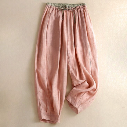 Damen Leinenhose mit weitem Bein und Kordelzug-Pants for Women-Alpenkind