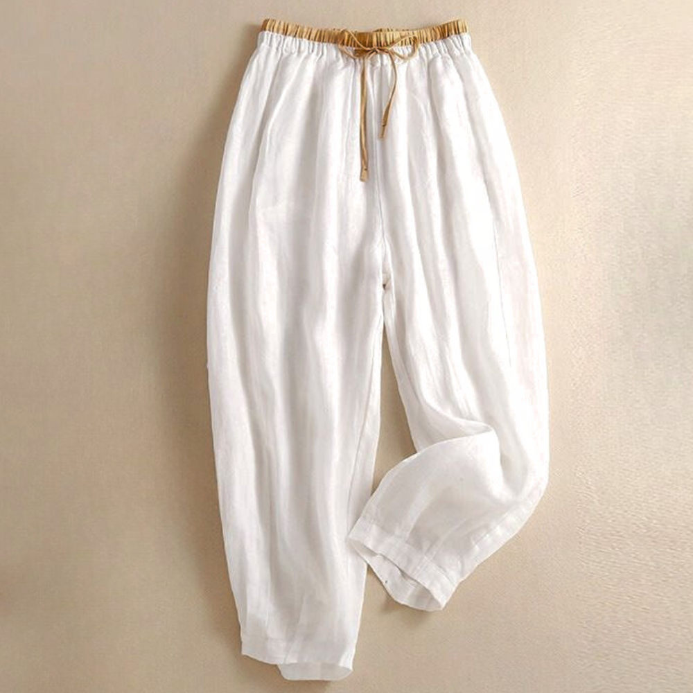 Damen Leinenhose mit weitem Bein und Kordelzug-Pants for Women-Alpenkind