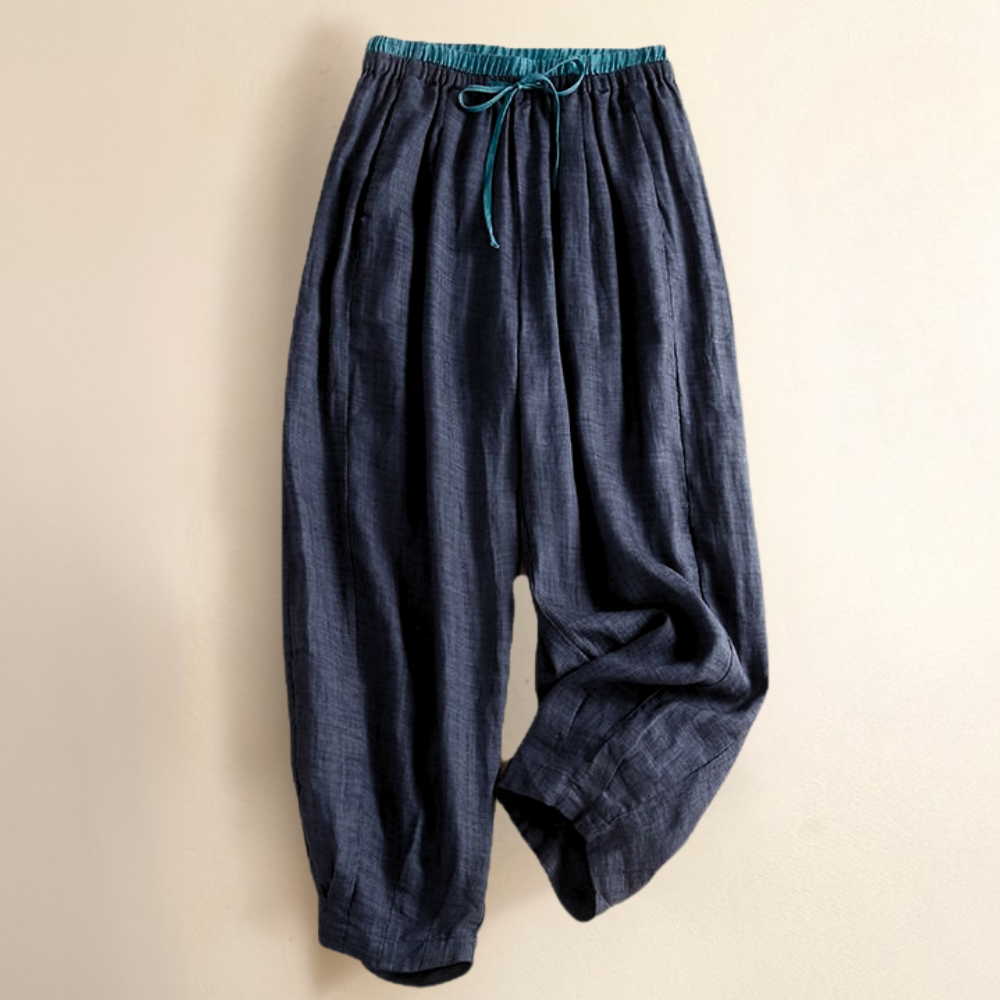 Damen Leinenhose mit weitem Bein und Kordelzug-Pants for Women-Alpenkind