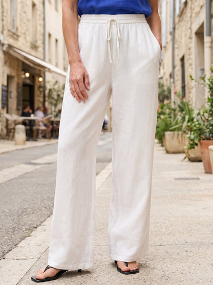 Damen Leinenhose mit weitem Bein und Kordelzug-Pants for Women-Alpenkind