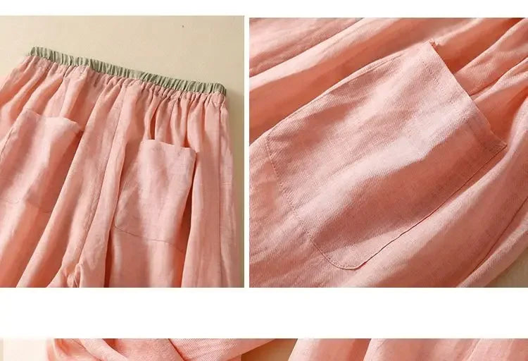 Damen Leinenhose mit weitem Bein und Kordelzug-Pants for Women-Alpenkind