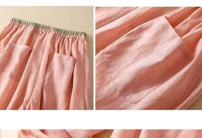 Damen Leinenhose mit weitem Bein und Kordelzug-Pants for Women-Alpenkind