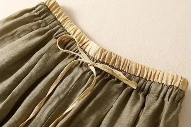 Damen Leinenhose mit weitem Bein und Kordelzug-Pants for Women-Alpenkind