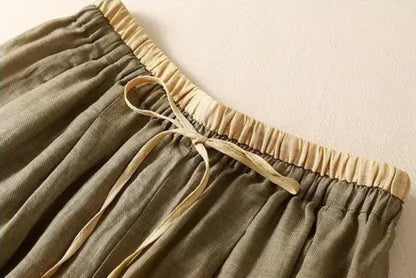 Damen Leinenhose mit weitem Bein und Kordelzug-Pants for Women-Alpenkind