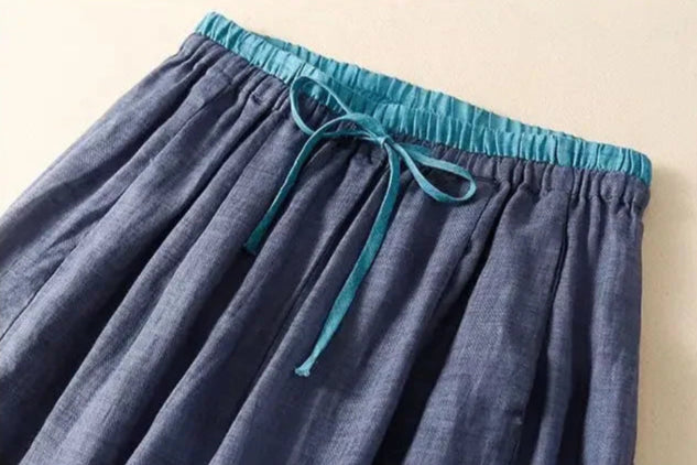 Damen Leinenhose mit weitem Bein und Kordelzug-Pants for Women-Alpenkind
