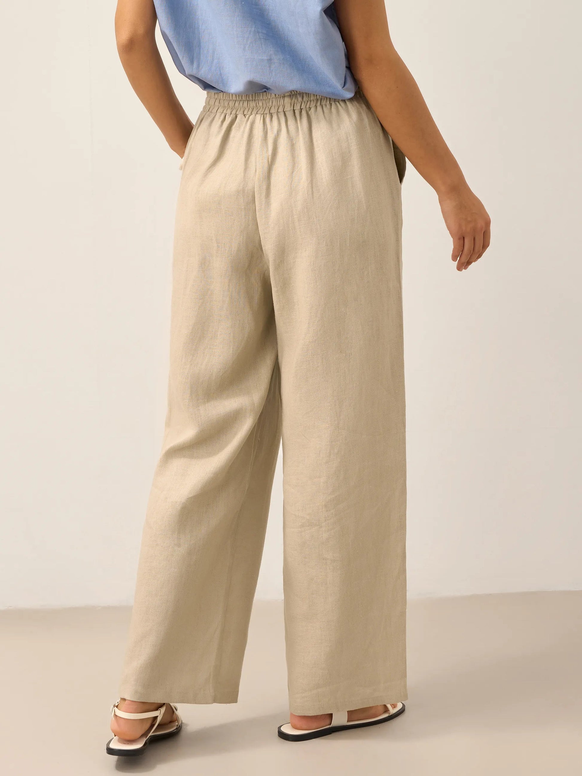 Damen Leinenhose mit weitem Bein und Kordelzug-Pants for Women-Alpenkind