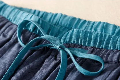 Damen Leinenhose mit weitem Bein und Kordelzug-Pants for Women-Alpenkind