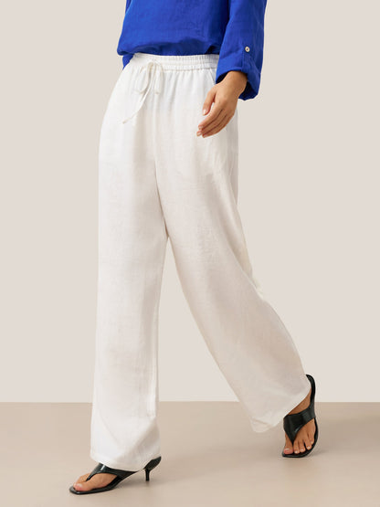 Damen Leinenhose mit weitem Bein und Kordelzug-Pants for Women-Alpenkind