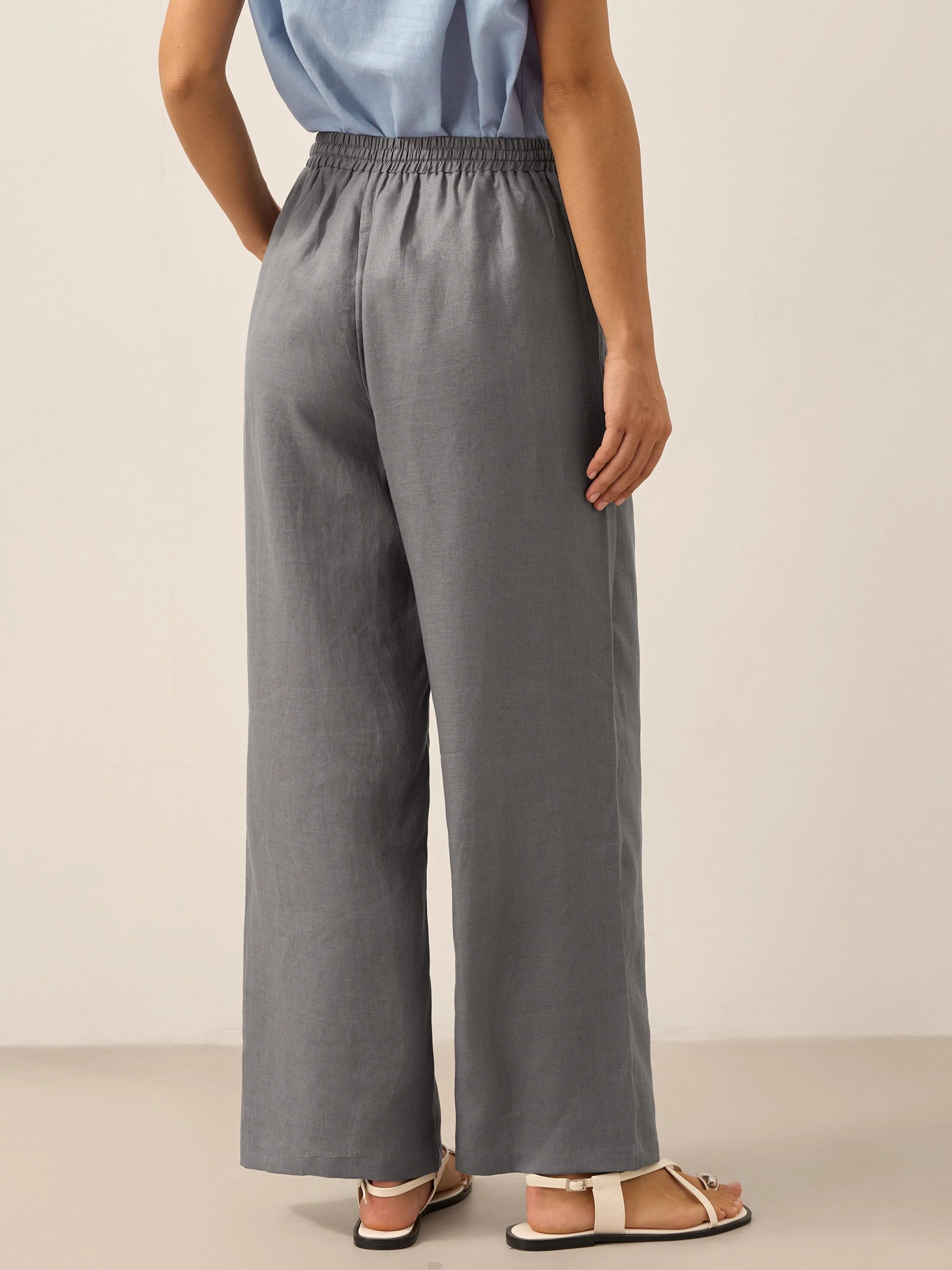 Damen Leinenhose mit weitem Bein und Kordelzug-Pants for Women-Alpenkind