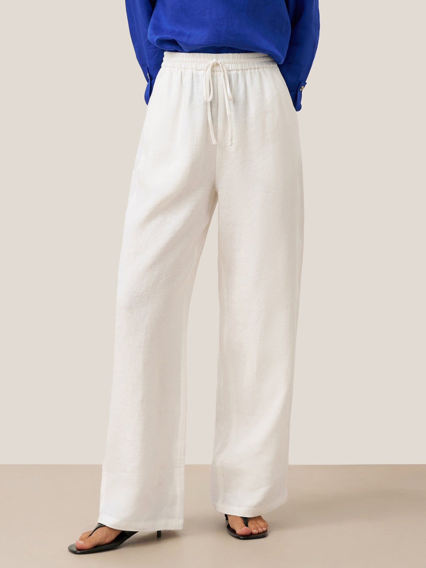 Damen Leinenhose mit weitem Bein und Kordelzug-Pants for Women-Alpenkind