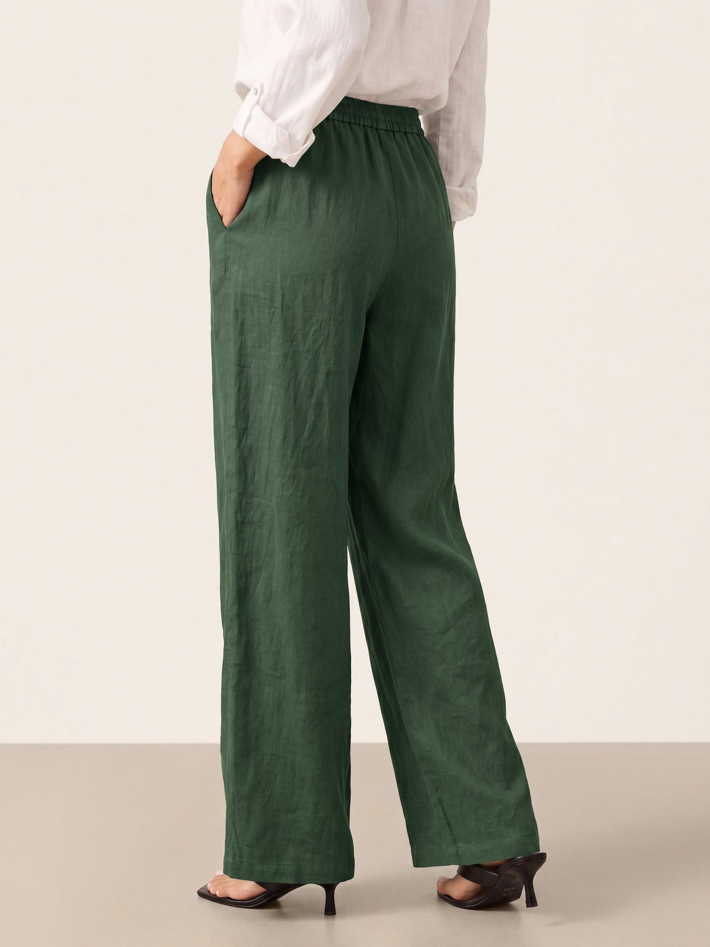 Damen Leinenhose mit weitem Bein und Kordelzug-Pants for Women-Alpenkind