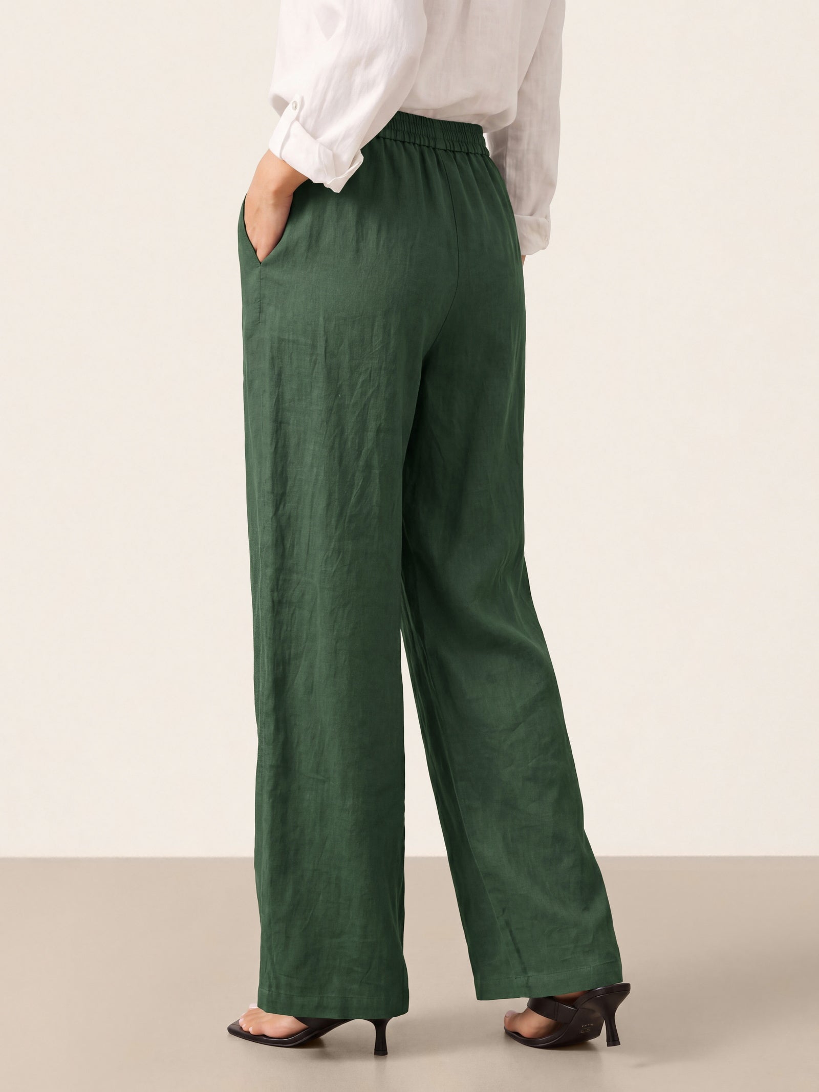 Damen Leinenhose mit weitem Bein und Kordelzug-Pants for Women-Alpenkind