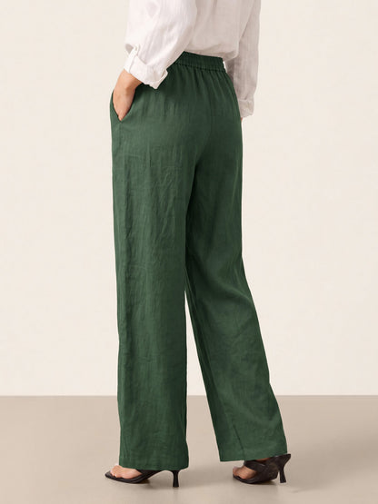 Damen Leinenhose mit weitem Bein und Kordelzug-Pants for Women-Alpenkind