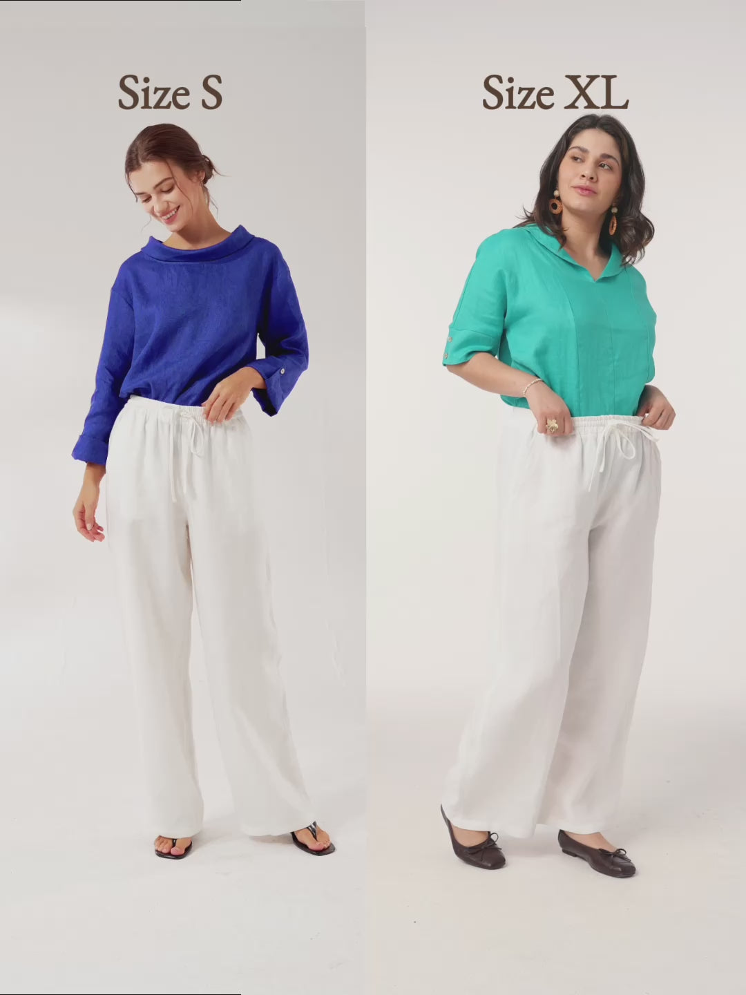 Damen Leinenhose mit weitem Bein und Kordelzug-Pants for Women-Alpenkind