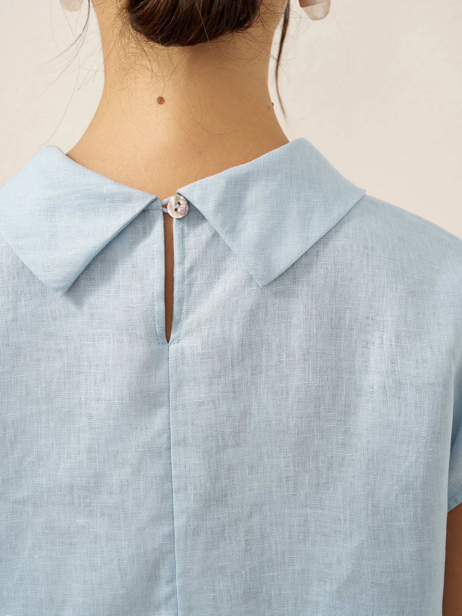 Damen-Leinentop mit Flügelärmeln und Umlegekragen-Tops for women-Alpenkind