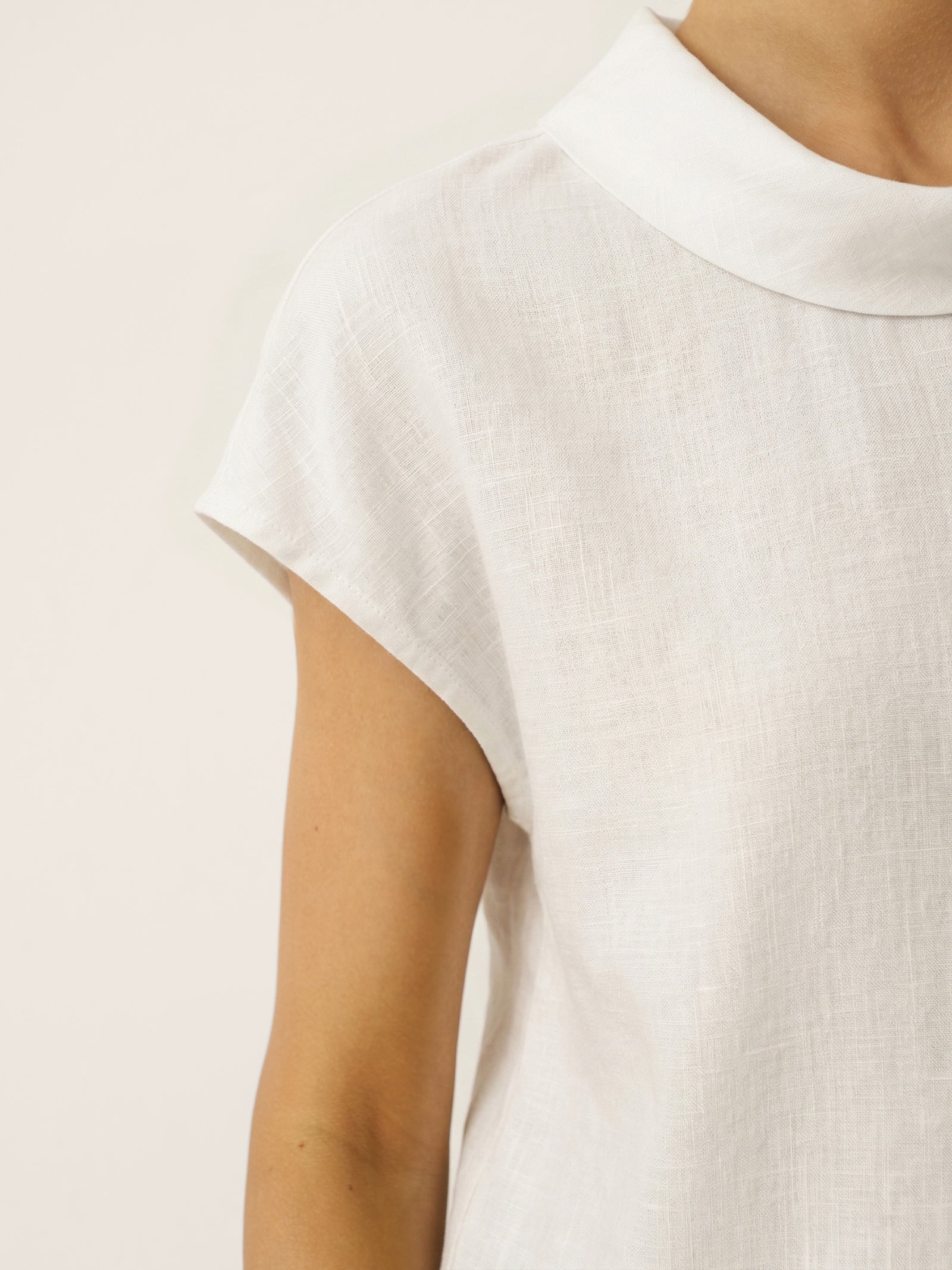 Damen-Leinentop mit Flügelärmeln und Umlegekragen-Tops for women-Alpenkind
