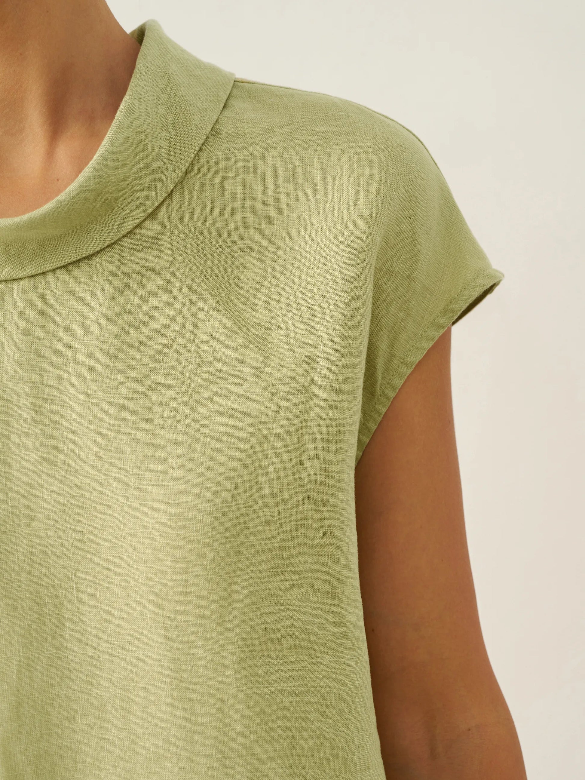 Damen-Leinentop mit Flügelärmeln und Umlegekragen-Tops for women-Alpenkind