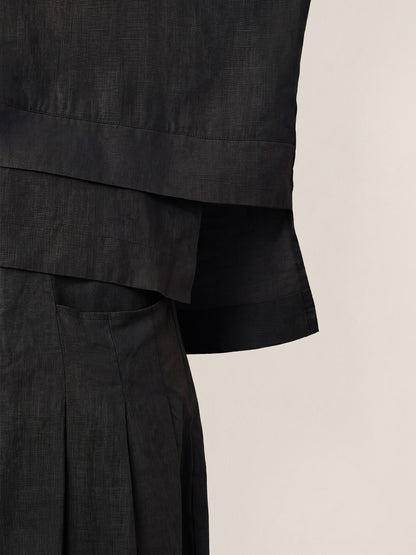 Damen-Leinentop mit V-Ausschnitt und Lagen-Saum-Tops for women-Alpenkind