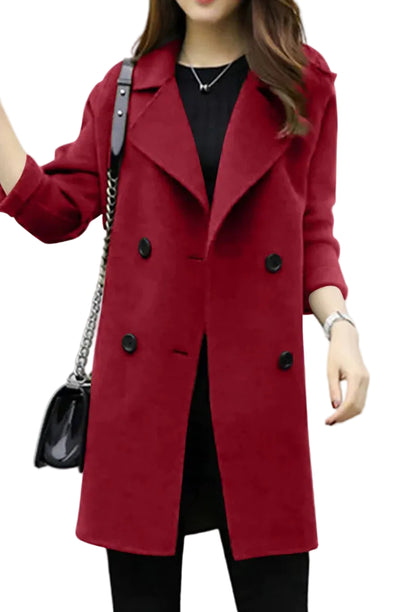 Damen Mantel in Midilänge mit doppelter Knopfleiste und Revers-Women Coats-Alpenkind