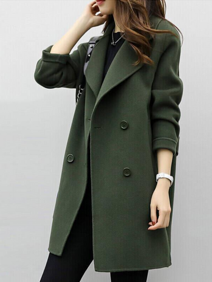 Damen-Mantel mit doppelreihiger Knopfleiste und fallendem Revers-Coats for woman-Alpenkind